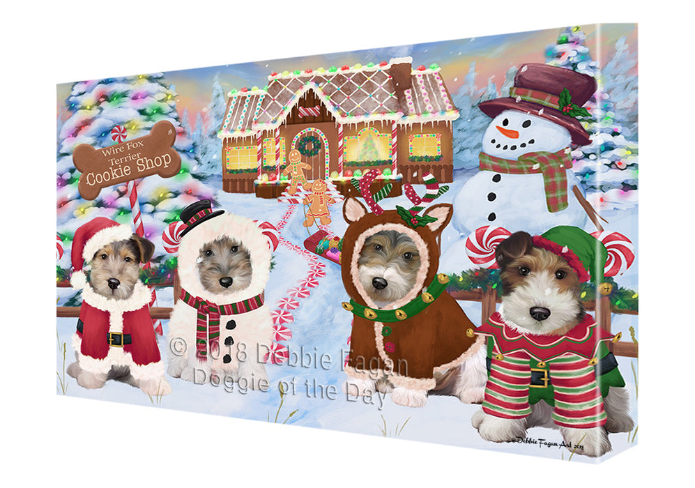 Holiday Gingerbread Cookie Shop Wire Fox Terriers Dog Canvas Print Wall Art Décor CVS131921