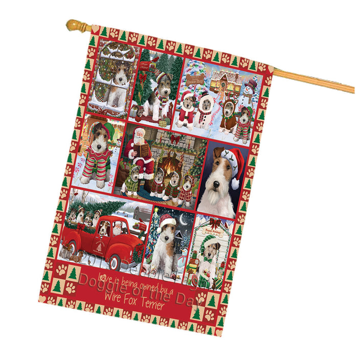 Love is Being Owned Christmas Wire Fox Terrier Dogs House Flag FLG66107