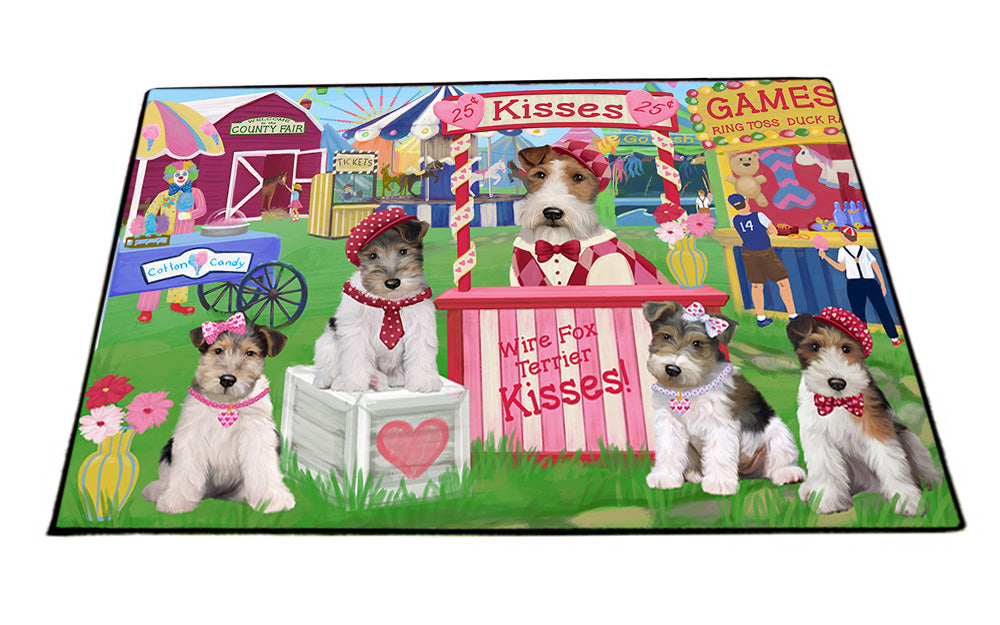 Carnival Kissing Booth Wire Fox Terriers Dog Floormat FLMS53082