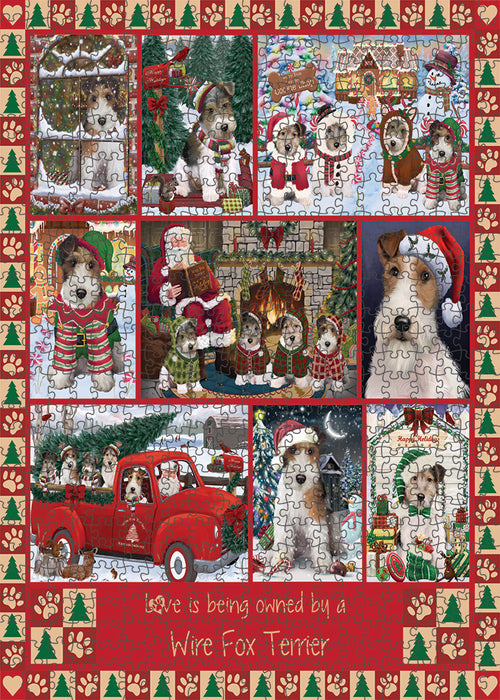 Love is Being Owned Christmas Wire Fox Terrier Dogs Puzzle with Photo Tin PUZL99548