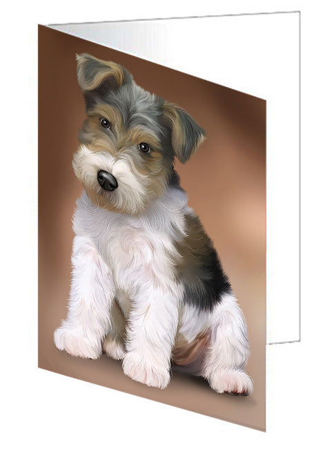 Wire Fox Terrier Dog Handmade Artwork Assorted Pets Greeting Cards and Note Cards with Envelopes for All Occasions and Holiday Seasons GCD62264