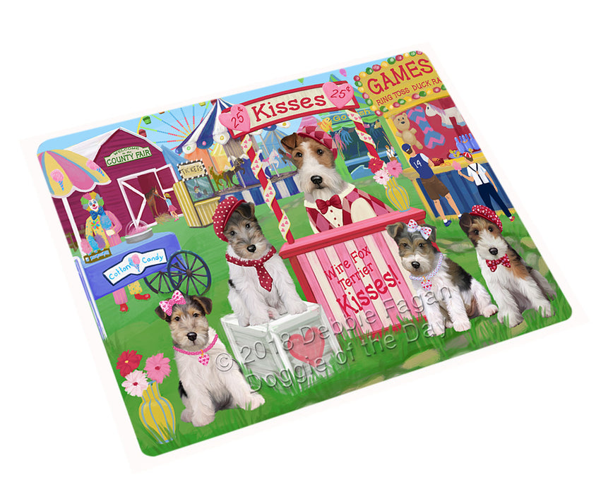 Carnival Kissing Booth Wire Fox Terriers Dog Cutting Board C73290