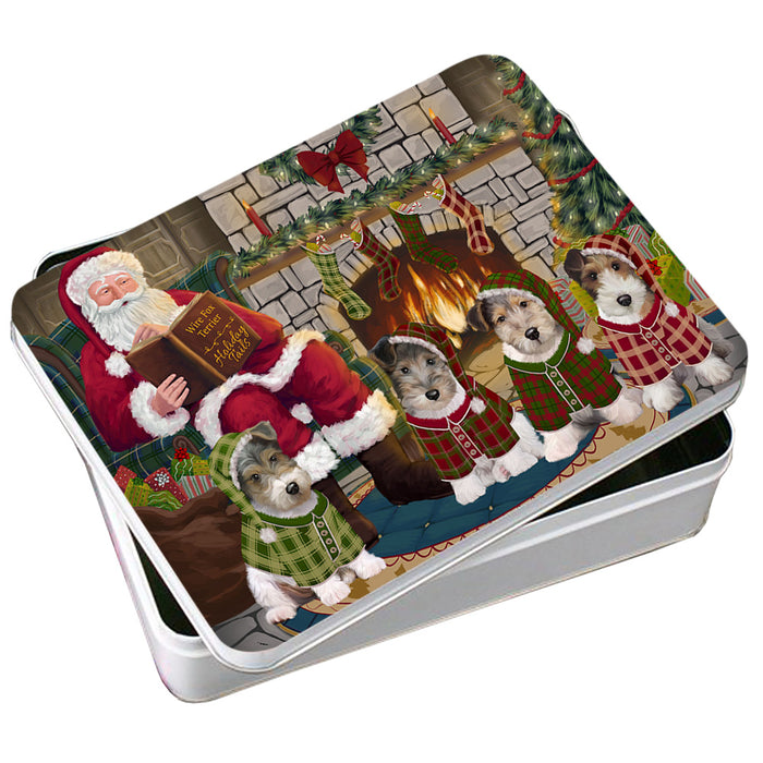 Christmas Cozy Holiday Tails Wire Fox Terriers Dog Photo Storage Tin PITN55344