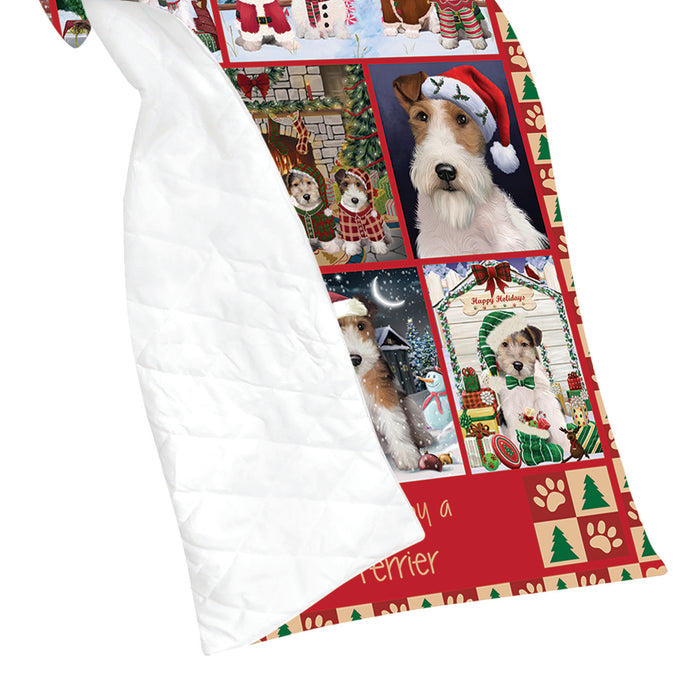 Love is Being Owned Christmas Wire Fox Terrier Dogs Quilt