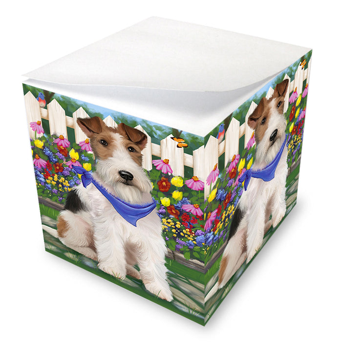 Spring Floral Wire Hair Terrier Dog Note Cube NOC52234