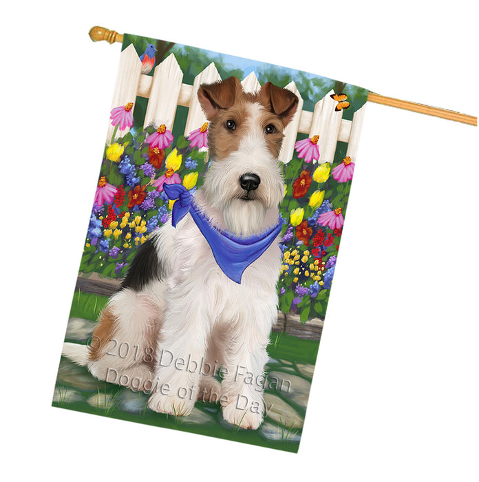 Spring Floral Wire Hair Terrier Dog House Flag FLG52367