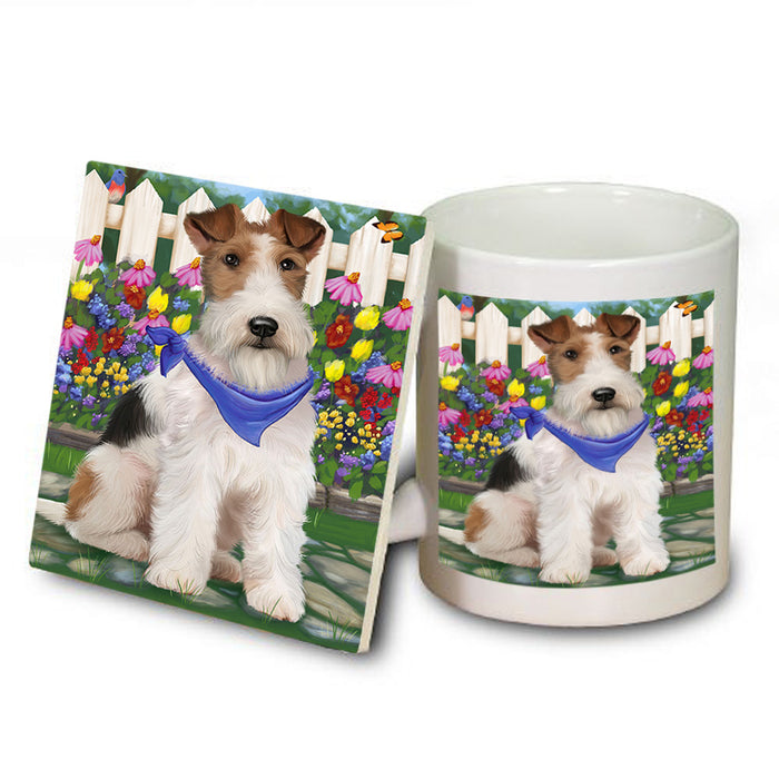 Spring Floral Wire Hair Terrier Dog Mug and Coaster Set MUC52226