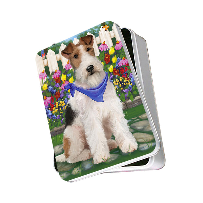 Spring Floral Wire Hair Terrier Dog Photo Storage Tin PITN52286