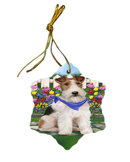 Spring Floral Wire Hair Terrier Dog Star Porcelain Ornament SPOR52277