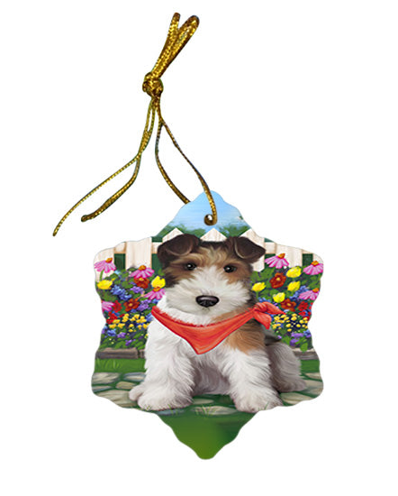 Spring Floral Wire Hair Terrier Dog Star Porcelain Ornament SPOR52278