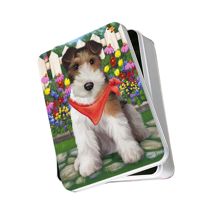 Spring Floral Wire Hair Terrier Dog Photo Storage Tin PITN52287