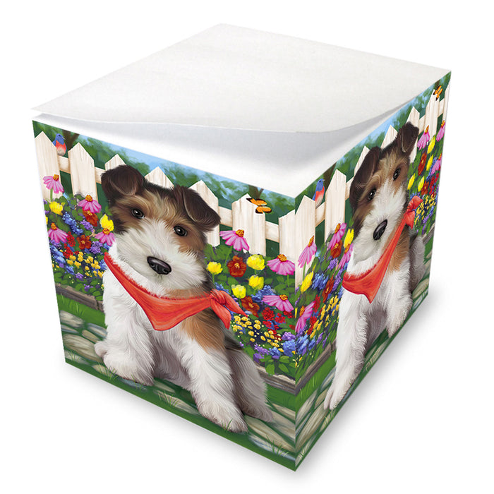Spring Floral Wire Hair Terrier Dog Note Cube NOC52235