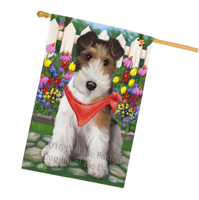 Spring Floral Wire Hair Terrier Dog House Flag FLG52368