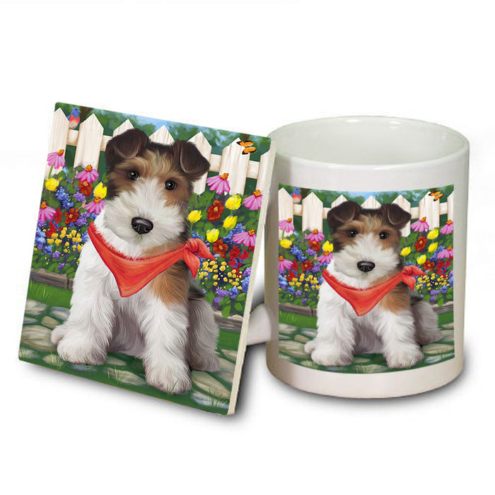 Spring Floral Wire Hair Terrier Dog Mug and Coaster Set MUC52227