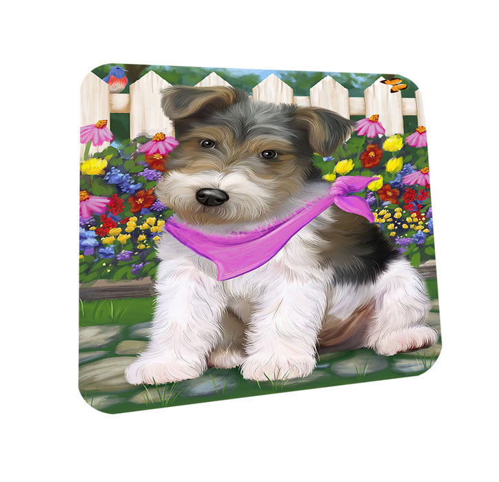 Spring Floral Wire Hair Terrier Dog Coasters Set of 4 CST52247