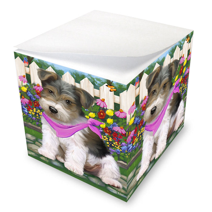 Spring Floral Wire Hair Terrier Dog Note Cube NOC52236