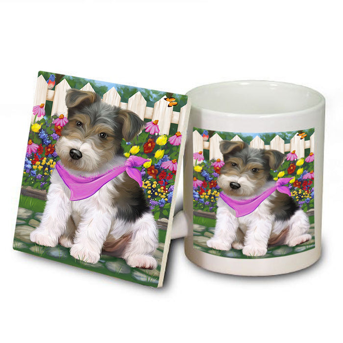 Spring Floral Wire Hair Terrier Dog Mug and Coaster Set MUC53150