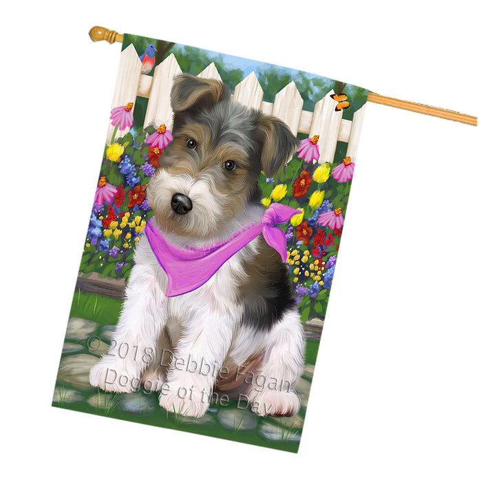 Spring Floral Wire Hair Terrier Dog House Flag FLG52369