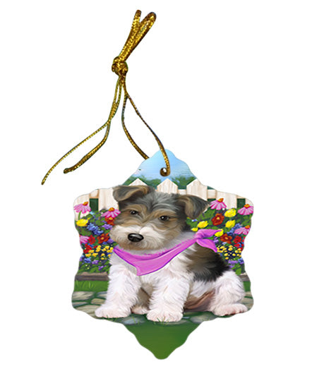 Spring Floral Wire Hair Terrier Dog Star Porcelain Ornament SPOR52279