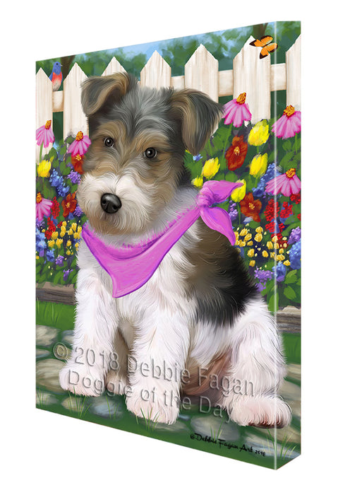 Spring Floral Wire Hair Terrier Dog Canvas Print Wall Art Décor CVS87389