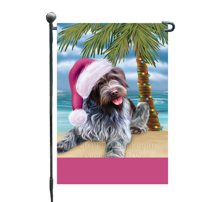 Personalized Summertime Happy Holidays Christmas Wirehaired Pointing Griffon Dog on Tropical Island Beach  Custom Garden Flags GFLG-DOTD-A60554