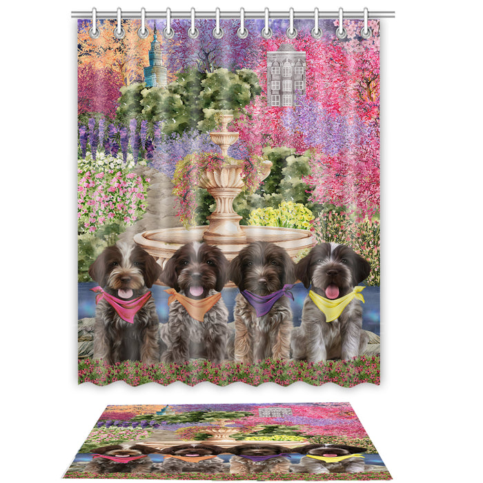 Wirehaired Pointing Griffon Shower Curtain & Bath Mat Set: Explore a Variety of Designs, Custom, Personalized, Curtains with hooks and Rug Bathroom Decor, Gift for Dog and Pet Lovers