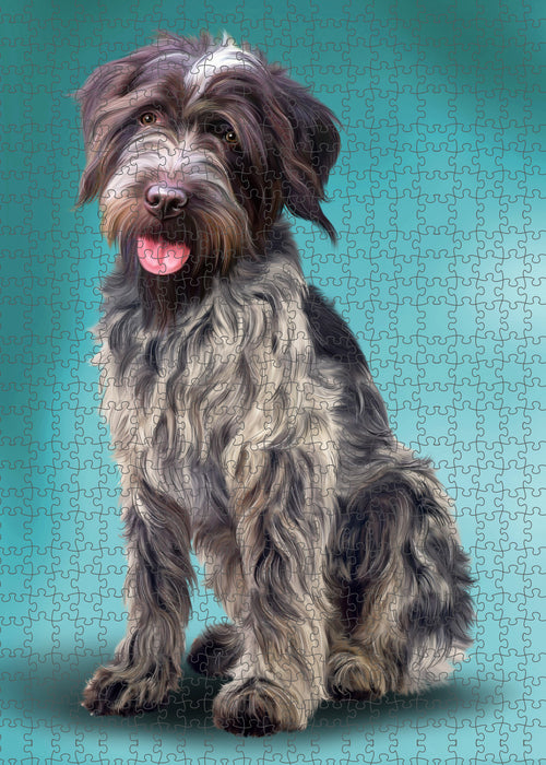 Wirehaired Pointing Griffon Dog Portrait Jigsaw Puzzle for Adults Animal Interlocking Puzzle Game Unique Gift for Dog Lover's with Metal Tin Box