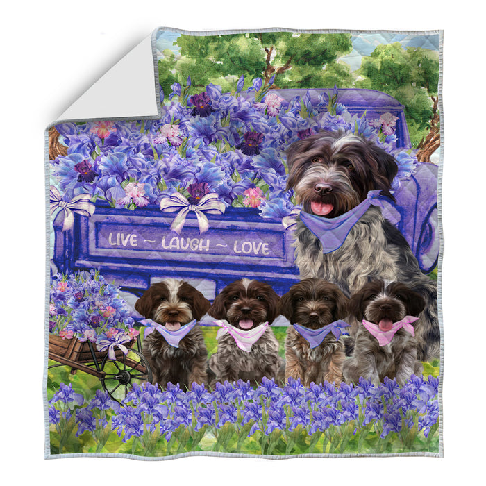 Wirehaired Pointing Griffon Bed Quilt, Explore a Variety of Designs, Personalized, Custom, Bedding Coverlet Quilted, Pet and Dog Lovers Gift