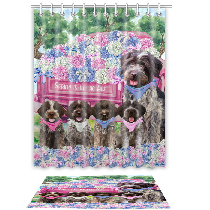 Wirehaired Pointing Griffon Shower Curtain with Bath Mat Set: Explore a Variety of Designs, Personalized, Custom, Curtains and Rug Bathroom Decor, Dog and Pet Lovers Gift