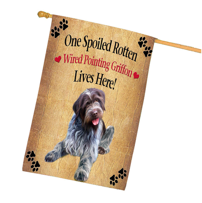 Spoiled Rotten Wirehaired Pointing Griffon Dog House Flag Outdoor Decorative Double Sided Pet Portrait Weather Resistant Premium Quality Animal Printed Home Decorative Flags 100% Polyester FLG68591