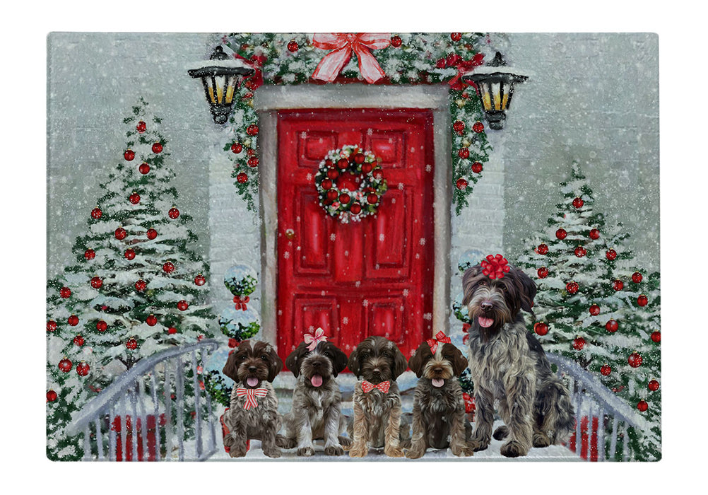 Christmas Holiday Welcome Wirehaired Pointing Griffon Dogs Cutting Board - For Kitchen - Scratch & Stain Resistant - Designed To Stay In Place - Easy To Clean By Hand - Perfect for Chopping Meats, Vegetables