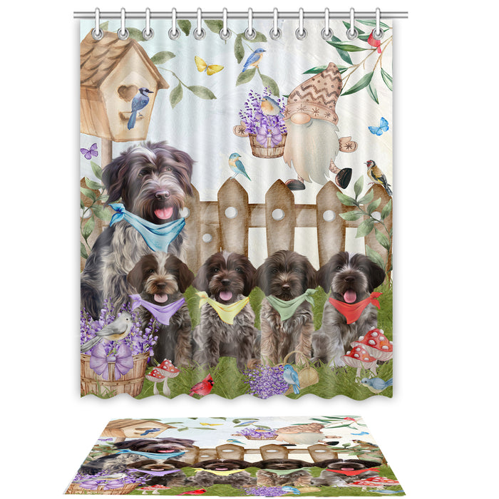 Wirehaired Pointing Griffon Shower Curtain & Bath Mat Set, Bathroom Decor Curtains with hooks and Rug, Explore a Variety of Designs, Personalized, Custom, Dog Lover's Gifts
