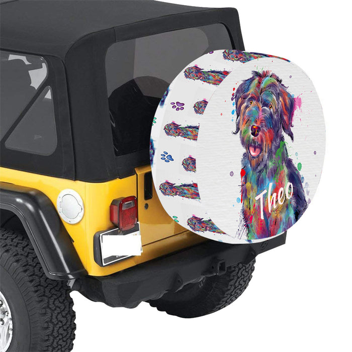 Custom Pet Name Personalized Watercolor Wirehaired Pointing Griffon Dog Car Tire Cover
