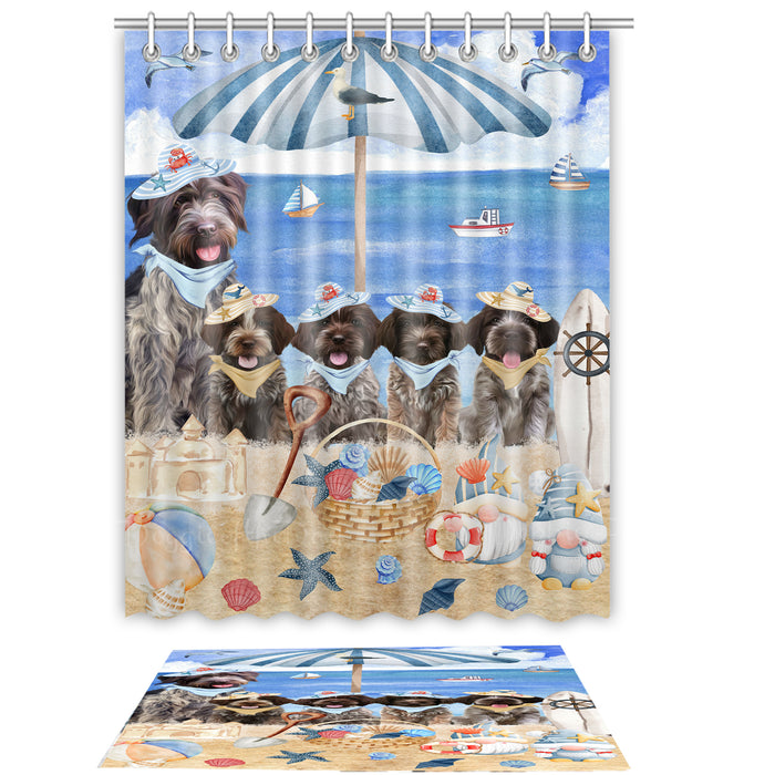 Wirehaired Pointing Griffon Shower Curtain with Bath Mat Set: Explore a Variety of Designs, Personalized, Custom, Curtains and Rug Bathroom Decor, Dog and Pet Lovers Gift