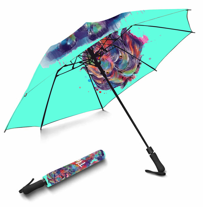 Custom Pet Name Personalized Watercolor Wirehaired Pointing Griffon DogSemi-Automatic Foldable Umbrella
