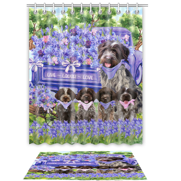 Wirehaired Pointing Griffon Shower Curtain with Bath Mat Set, Custom, Curtains and Rug Combo for Bathroom Decor, Personalized, Explore a Variety of Designs, Dog Lover's Gifts