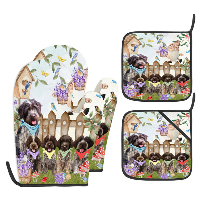 Wirehaired Pointing Griffon Oven Mitts and Pot Holder Set: Explore a Variety of Designs, Personalized, Potholders with Kitchen Gloves for Cooking, Custom, Halloween Gifts for Dog Mom