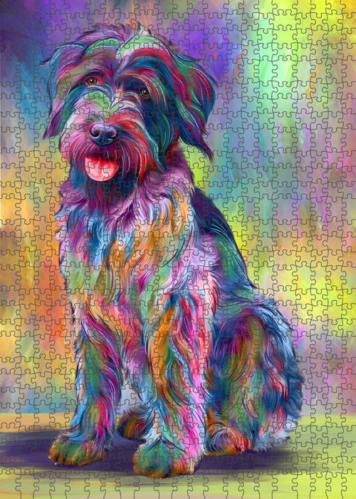 Paradise Wave Wirehaired Pointing Griffon Dog Portrait Jigsaw Puzzle for Adults Animal Interlocking Puzzle Game Unique Gift for Dog Lover's with Metal Tin Box