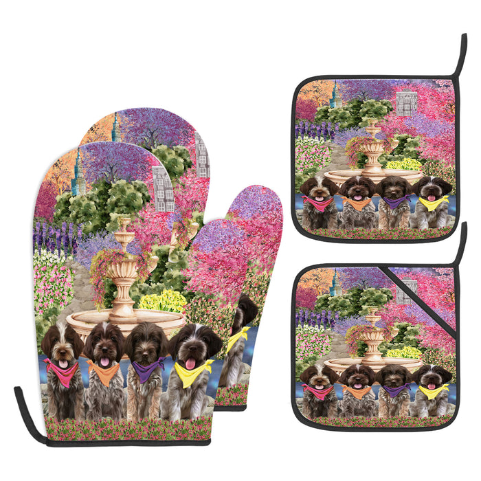 Wirehaired Pointing Griffon Oven Mitts and Pot Holder: Explore a Variety of Designs, Potholders with Kitchen Gloves for Cooking, Custom, Personalized, Gifts for Pet & Dog Lover
