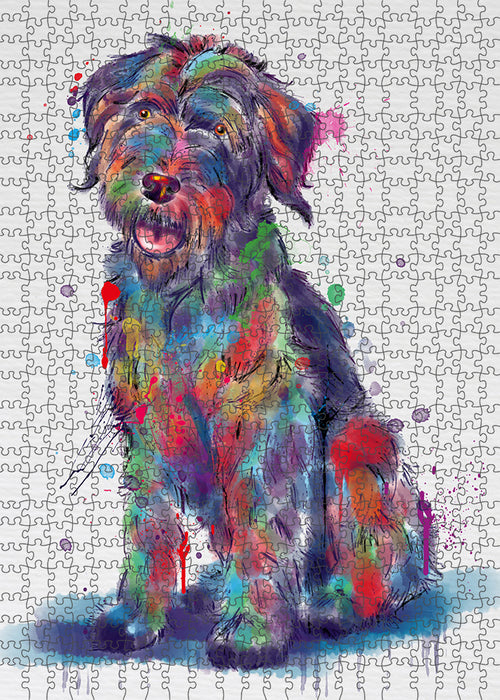 Watercolor Wirehaired Pointing Griffon Dog Portrait Jigsaw Puzzle for Adults Animal Interlocking Puzzle Game Unique Gift for Dog Lover's with Metal Tin Box