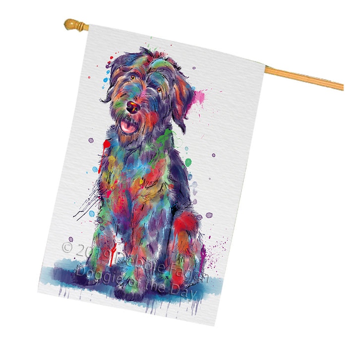 Watercolor Wirehaired Pointing Griffon Dog House Flag FLG66443