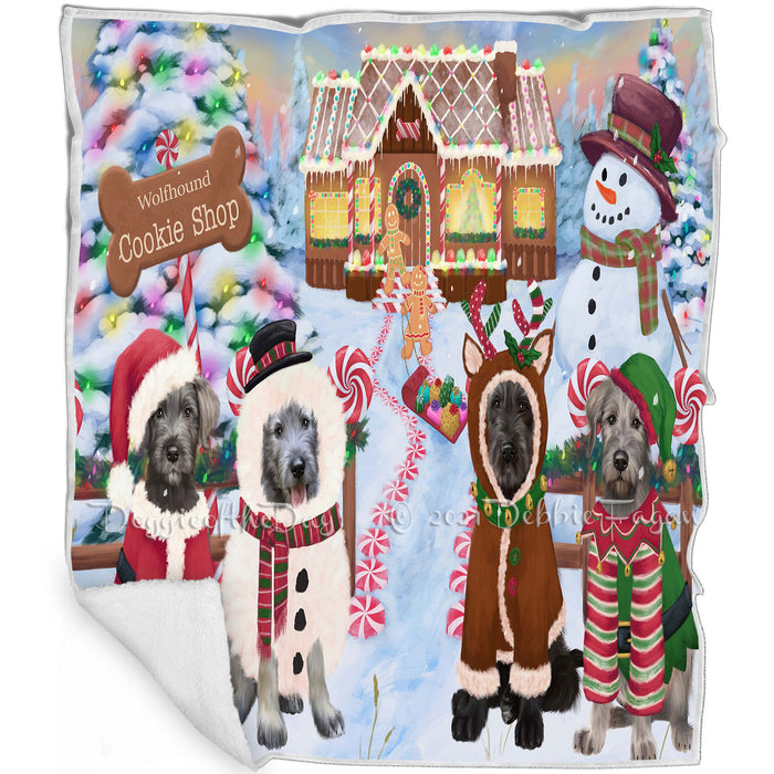 Holiday Gingerbread Cookie Shop Wolfhound Dogs Blanket BLNKT143410