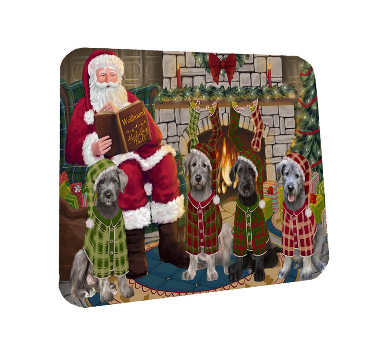 Christmas Cozy Fire Holiday Tails Wolfhound Dogs Coasters Set of 4 CSTA58408