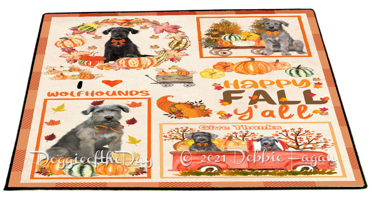 Happy Fall Y'all Pumpkin Wolfhound Dogs Indoor/Outdoor Welcome Floormat - Premium Quality Washable Anti-Slip Doormat Rug FLMS58804