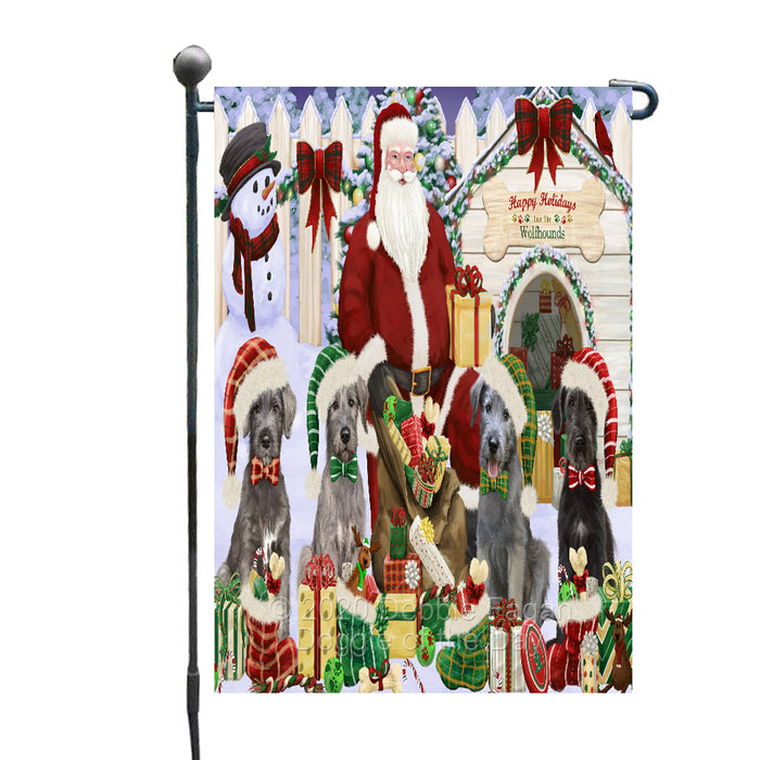 Christmas Dog house Gathering Wolfhound Dogs Garden Flags Outdoor Decor for Homes and Gardens Double Sided Garden Yard Spring Decorative Vertical Home Flags Garden Porch Lawn Flag for Decorations