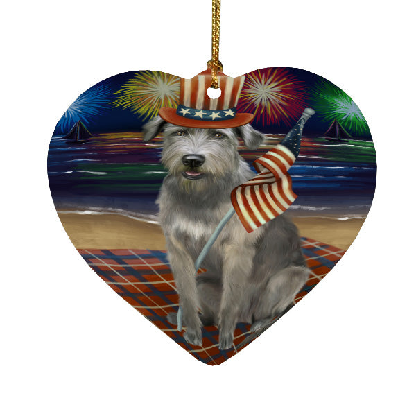 4th of July Independence Day Firework Wolfhound Dog Heart Christmas Ornament HPORA58839