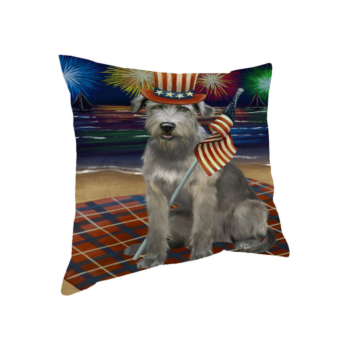 4th of July Independence Day Firework Wolfhound Dog Pillow with Top Quality High-Resolution Images - Ultra Soft Pet Pillows for Sleeping - Reversible & Comfort - Ideal Gift for Dog Lover - Cushion for Sofa Couch Bed - 100% Polyester, PILA91495