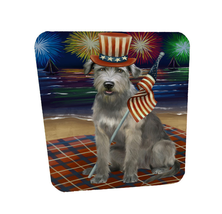 4th of July Independence Day Firework Wolfhound Dog Coasters Set of 4 CSTA58078