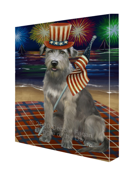 4th of July Independence Day Firework Wolfhound Dog Canvas Wall Art - Premium Quality Ready to Hang Room Decor Wall Art Canvas - Unique Animal Printed Digital Painting for Decoration CVS121