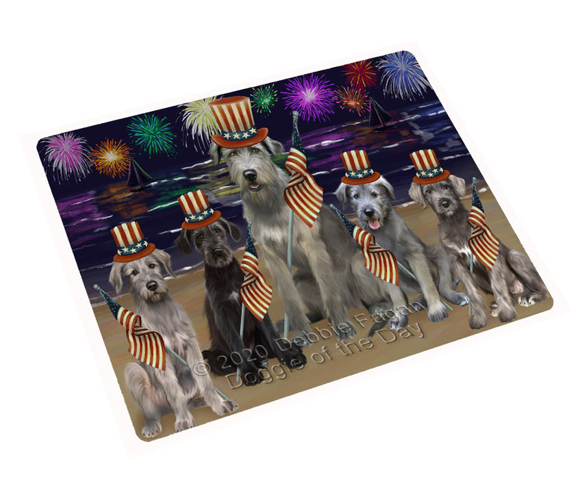 4th of July Independence Day Firework Wolfhound Dogs Cutting Board - For Kitchen - Scratch & Stain Resistant - Designed To Stay In Place - Easy To Clean By Hand - Perfect for Chopping Meats, Vegetables